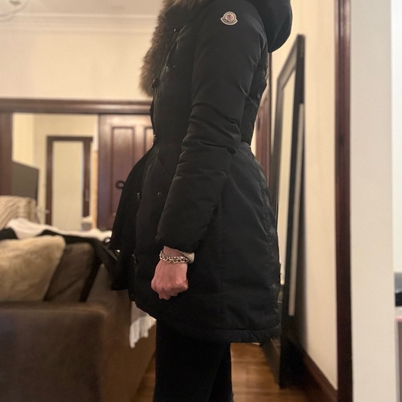 Moncler Jackets & Blazers - Moncler Black Quilted Down Hooded Parka with Fur Trim